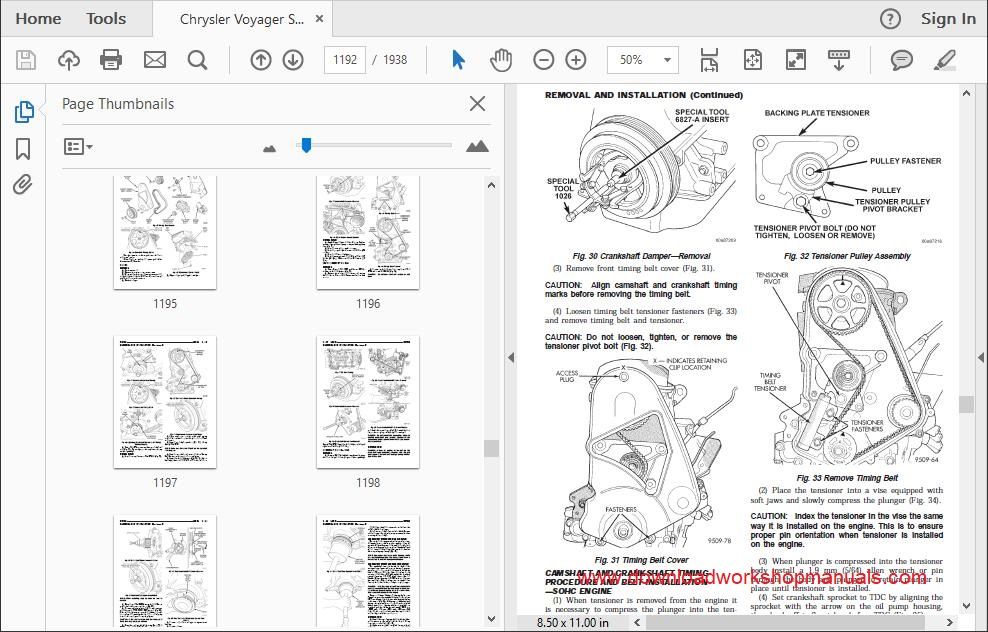 Chrysler Grand Voyager Workshop Manual and Wiring Diagrams Download